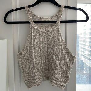 High neck white/beige crop top